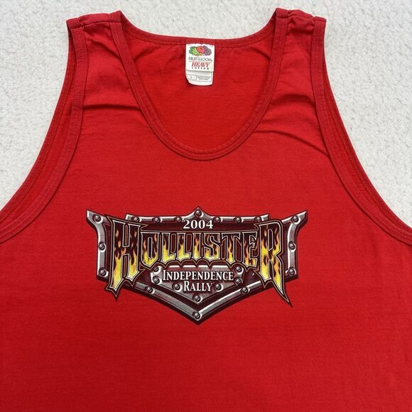 Vintage Biker Tank Top Mens Large L Red Skull 2004 Hollister Independence Rally - Picture 3 of 10